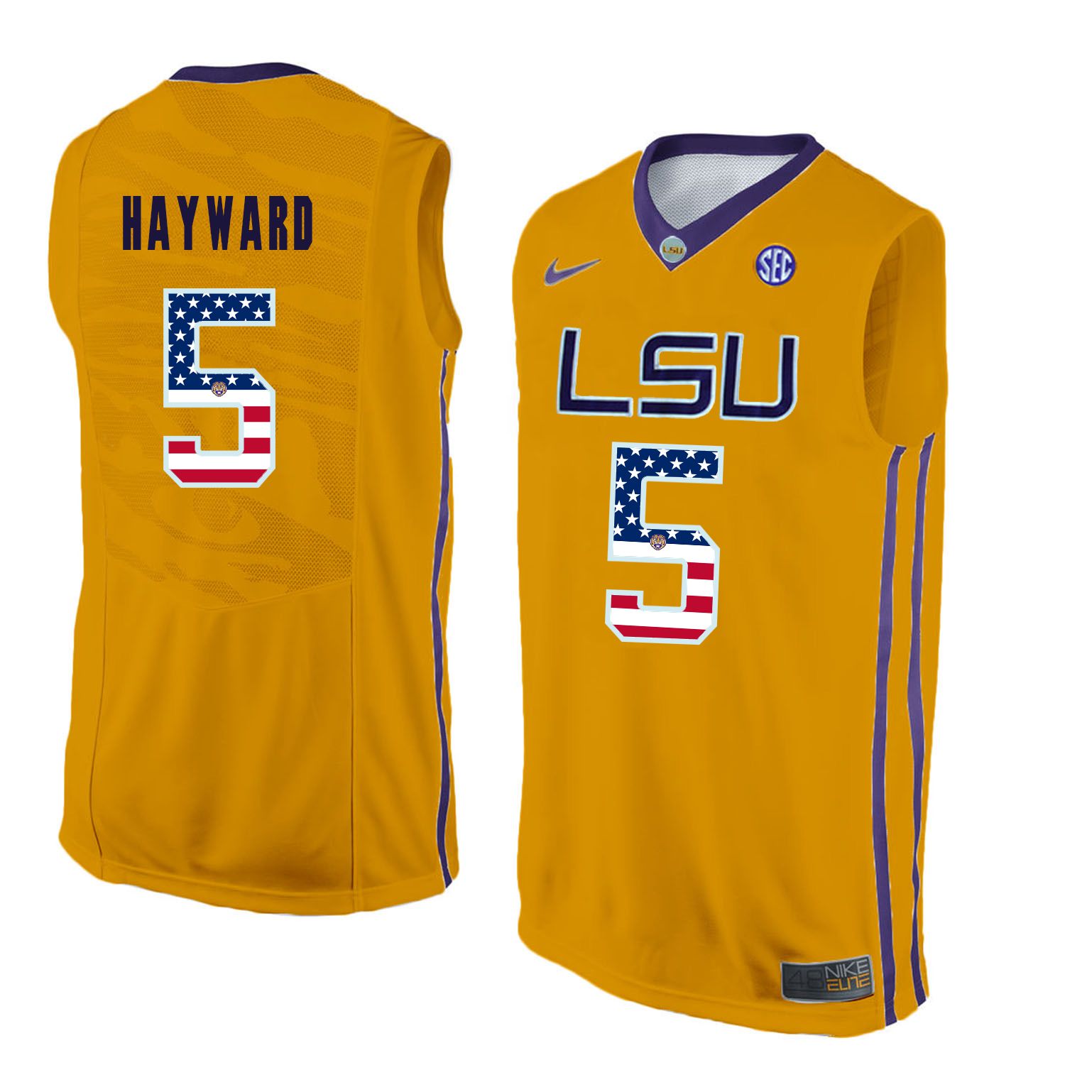 Men LSU Tigers #5 Hayward Yellow Flag Customized NCAA Jerseys->customized ncaa jersey->Custom Jersey